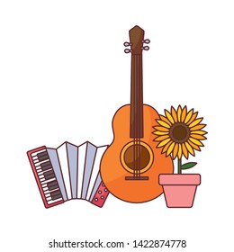 accordion with guitar and sunflower