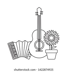 accordion with guitar and sunflower
