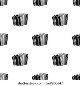 Accordion icon in black style isolated on white background. Oktoberfest pattern stock vector illustration.