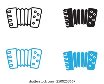 Accordion icon black and white vector outline sign