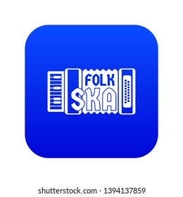 Accordion icon blue vector isolated on white background