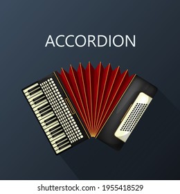 Accordion icon in colors, vector illustration