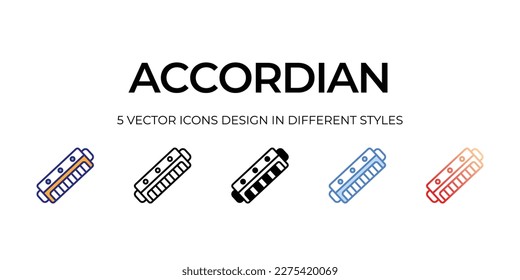 accordion Icon Design in Five style with Editable Stroke. Line, Solid, Flat Line, Duo Tone Color, and Color Gradient Line. Suitable for Web Page, Mobile App, UI, UX and GUI design.