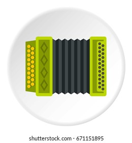 Accordion icon in flat circle isolated vector illustration for web