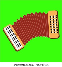 Accordion icon flat on a bright green background 