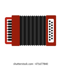 Accordion icon in flat style isolated on white background. Musical instrument symbol