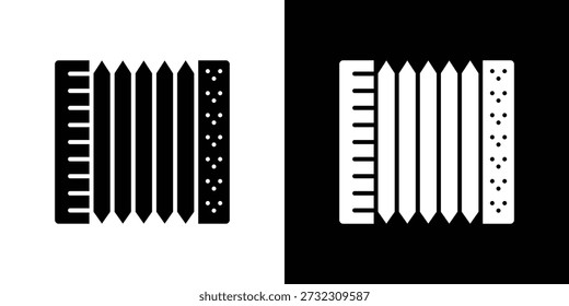 Icono de acordeón Ilustración vectorial plana. Símbolos negros simples
