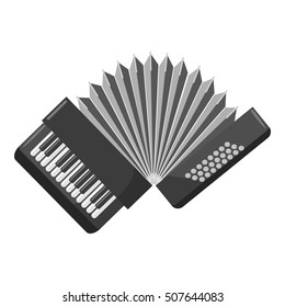 Accordion icon. Gray monochrome illustration of accordion vector icon for web
