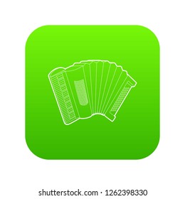 Accordion icon green vector isolated on white background