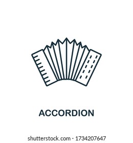 Accordion icon from music collection. Simple line Accordion icon for templates, web design and infographics