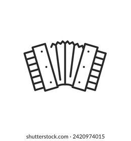 Accordion icon. Musical instrument simple line icon isolated on white background. Vector illustration