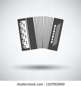 Accordion icon on gray background, round shadow. Vector illustration.