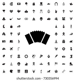 Accordion icon. set of filled holiday icons.