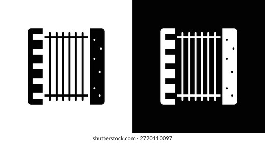 Ícone de acordeão simples ilustrações gráficas planas. Vetor de silhueta preto e branco