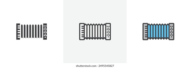 Accordion icon symbol collection on white background.