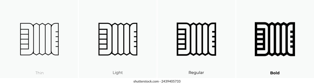 accordion icon. Thin, Light Regular And Bold style design isolated on white background