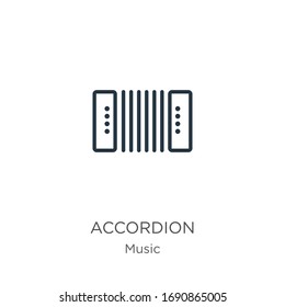 Accordion icon. Thin linear accordion outline icon isolated on white background from music collection. Line vector sign, symbol for web and mobile