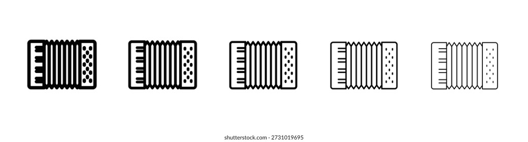 Vector de icono de acordeón en pictograma lineal de trazo editable