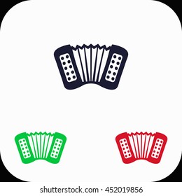 Accordion Illustration set. Blue, green, red icon.