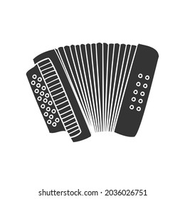 Accordion Instrument Icon Silhouette Illustration. Music Tools Vector Graphic Pictogram Symbol Clip Art. Doodle Sketch Black Sign.