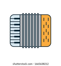 accordion instrument line and fill style icon design, Music sound melody song musical art and composition theme Vector illustration