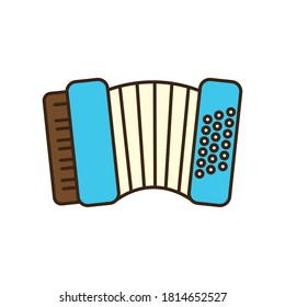 accordion instrument line and fill style icon design, Music sound melody song musical art and composition theme Vector illustration