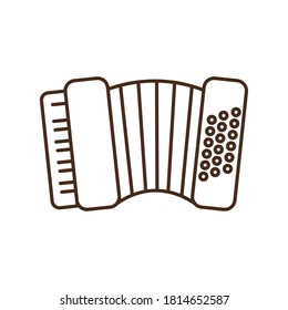 accordion instrument line style icon design, Music sound melody song musical art and composition theme Vector illustration
