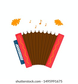 Accordion isolated on white background. Oktoberfest Musical instrument vector icon.