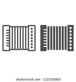 Accordion line and glyph icon, musical and instrument, harmonica sign, vector graphics, a linear pattern on a white background, eps 10.