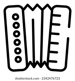 Icono de línea de acordeón. Ilustración del vector armónica aislada en blanco. Estilo de contorno de instrumentos musicales diseñado para y aplicación. Eps 10.