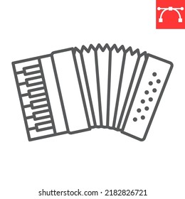 Accordion line icon, instrument and music, accordion vector icon, vector graphics, editable stroke outline sign, eps 10.