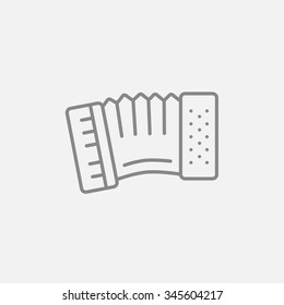 Accordion line icon for web, mobile and infographics. Vector dark grey icon isolated on light grey background.