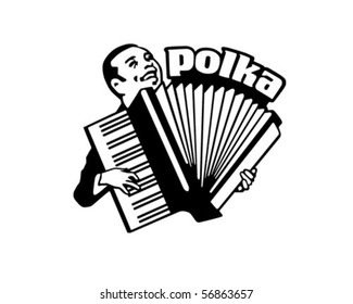 Accordion Man - Retro Clip Art