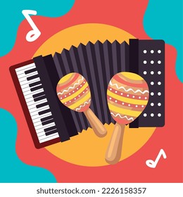 Akkordeon- und Maracas-Musikfestivals-Poster