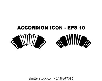 Accordion monochrome icon set in trendy flat style isolated on white background.- vector