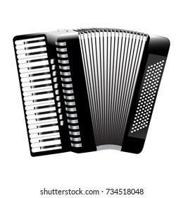 Accordion monochrome realistic icon isolated on white background