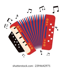 accordion with music notes vector isolated