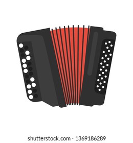 Accordion musical instrument color vector icon. Flat design