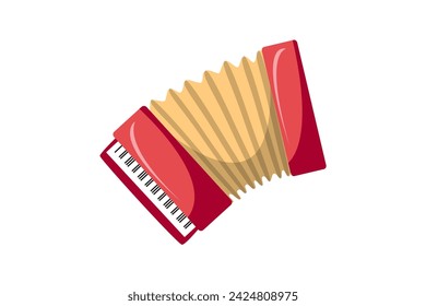 Accordion Musical Instrument Flat Sticker Design