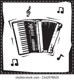 
Accordion musical instrument of São João.  Musical instrument illustration in cordel style.