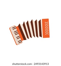 Accordion musical instrument on isolated white background. Accordion icon. Vector illustration cartoon flat style.