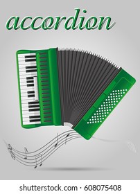 accordion musical instruments stock vector illustration isolated on gray background