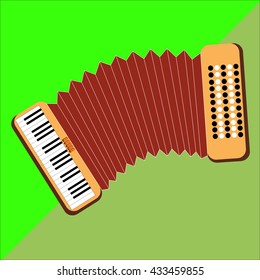 Accordion on the two-color background