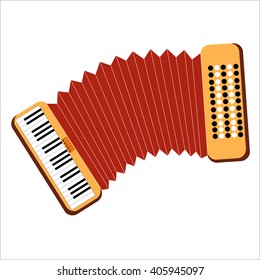 Accordion on white background in flat style. Infographic elements