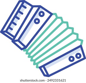 Accordion outline color vector illustration