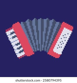 accordion pixel art, vector illustration on isolated background.
