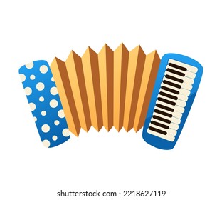  Accordion or Russian Bayan. Vector cartoon illustration of Folk Ethnic Musical Instrument isolated on white.