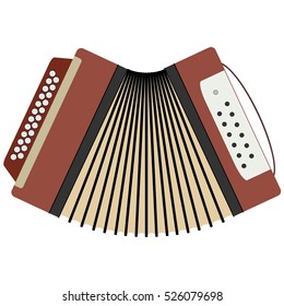 Accordion, Russian national musical instrument. The illustration on a white background.