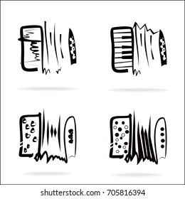 Accordion set, on white background, illustration