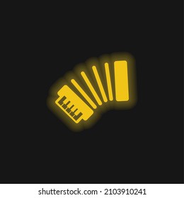 Accordion Side View yellow glowing neon icon